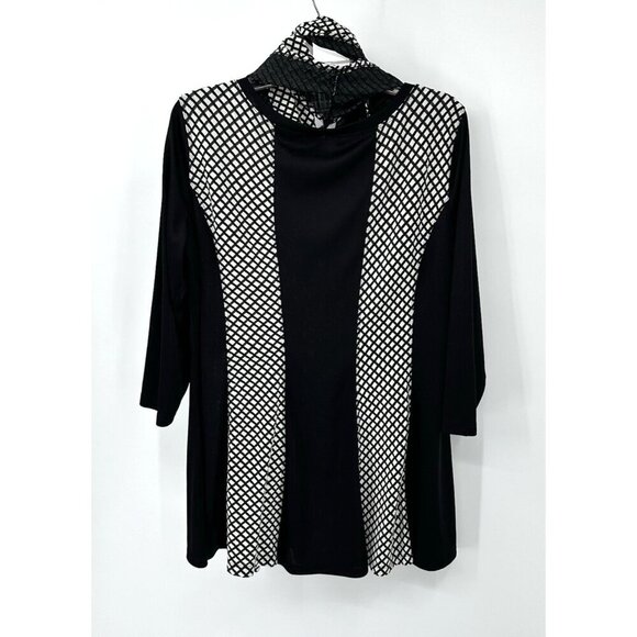 ALI MILES shirt top blouse tunic 3/4 sleeve swing removeable infinity scarf XL - Picture 7 of 9